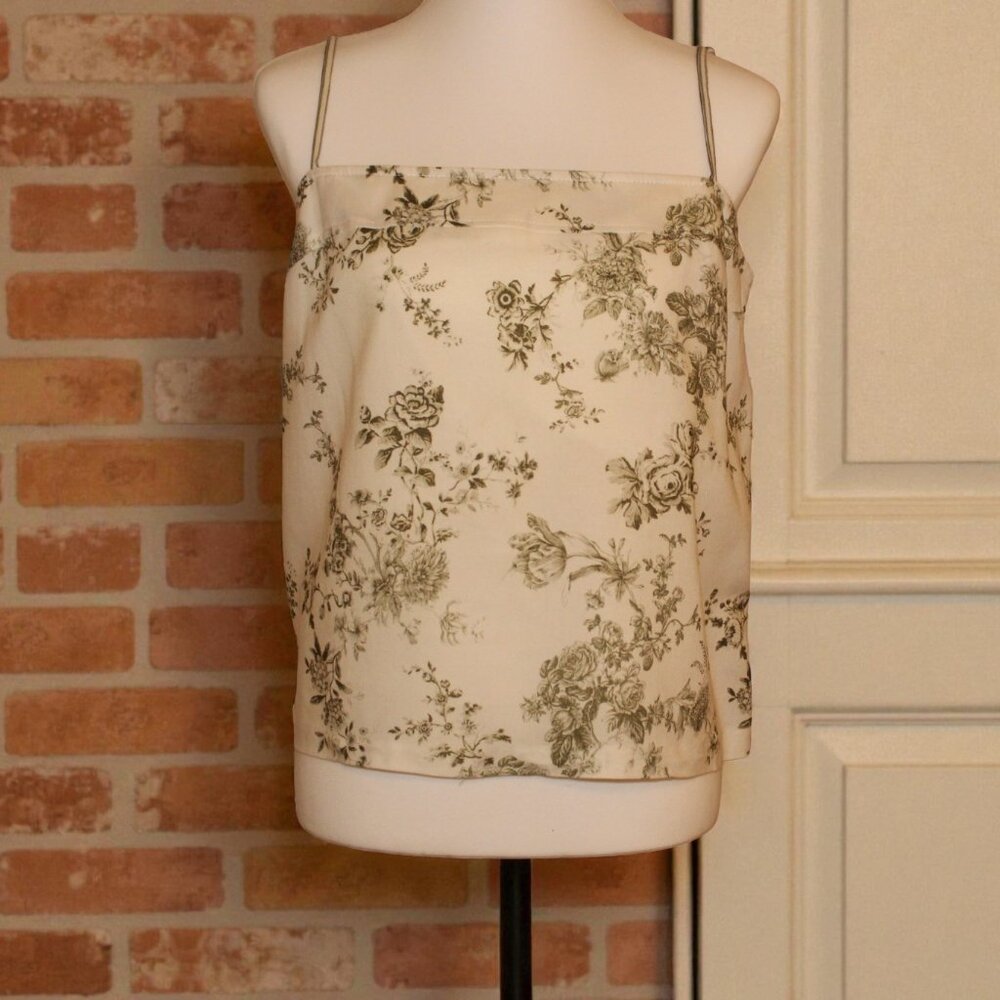 ANTONIO MELANI olive and white linen/viscose sleeveless shirt
